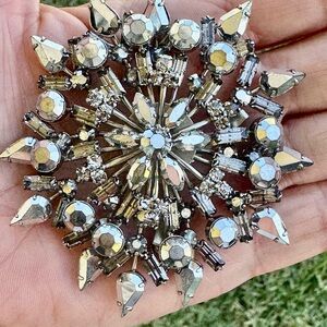 Vintage Austrian Rhinestone Snowflake Brooch